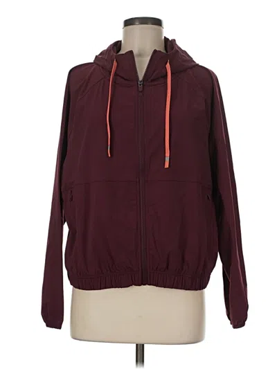 Pre-owned Fabletics Windbreaker Jacket In Burgundy