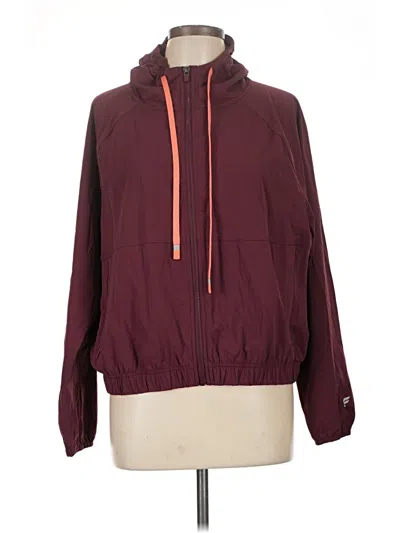 Pre-owned Fabletics Windbreaker Jacket In Burgundy