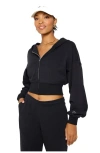 Fabletics Year Round Terry Cropped Full-zip Hoodie In Black
