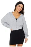 Fabletics Year Round Terry Cropped Full-zip Hoodie In Gray