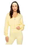 Fabletics Year Round Terry Cropped Full-zip Hoodie In Yellow