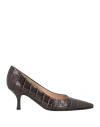 Fabrica Veneta Woman Pumps Charcoal Size 7.5 Leather In Grey