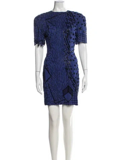 Pre-owned Fabrice New York Graphic Print Mini Dress In Blue