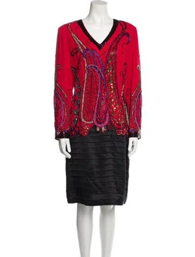 Pre-owned Fabrice New York Vintage Midi Length Dress In Red