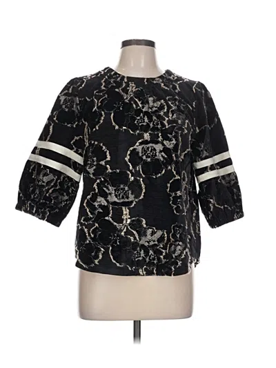 Pre-owned Fab'rik 3/4 Sleeve Top Black Boatneck Tops