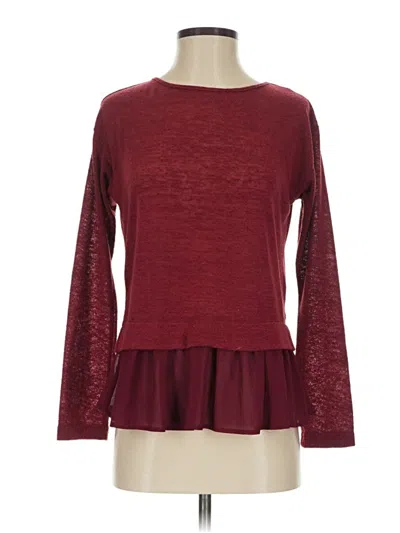 Pre-owned Fab'rik Long Sleeve Top Burgundy Boatneck Tops