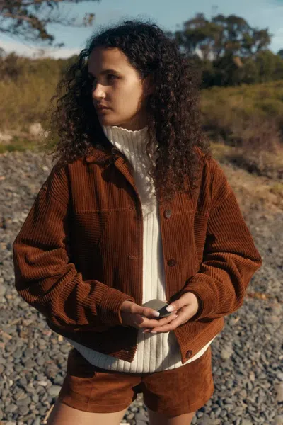 Fabrique Aaliyah Dropped Shoulder Jacket In Corduroy Cotton In Brown