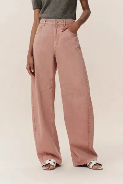Fabrique Adeline Knee Seams Dusty Pink Jeans In Lyocell Denim