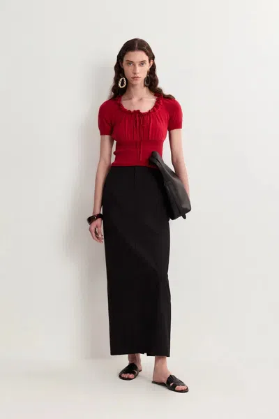 Fabrique Aikena Crocheted Top In Cotton Knit In Pink