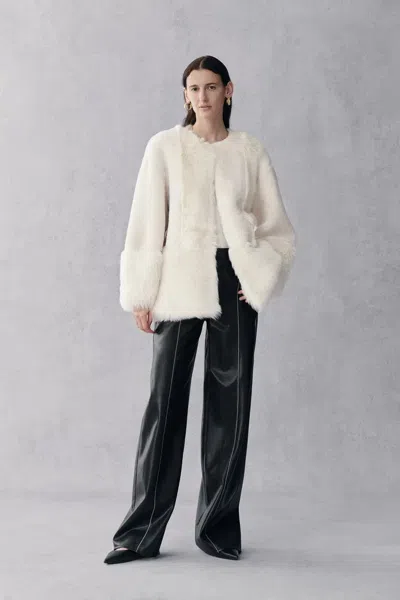 Fabrique Alex Patchwork Fur Coat In Toscana Sheepskin And Australian Lamb Fur In White