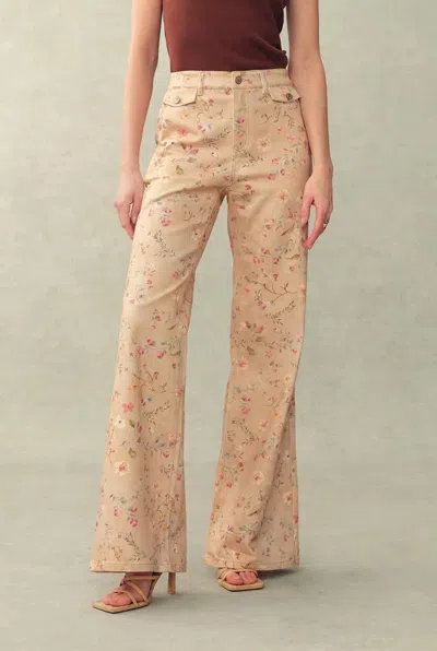 Fabrique Alma Floral Flare Jeans In Micro Stretch Denim In Multi