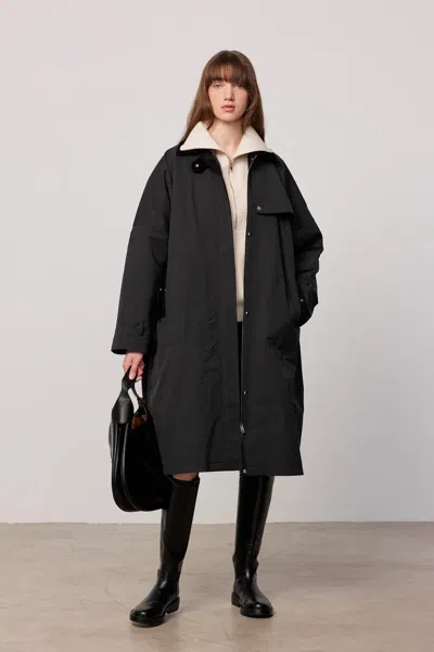 Fabrique Almanarre Corduroy Paneled Quilted Trench Coat In Black