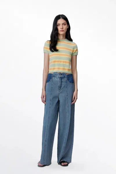 Fabrique Amber Striped Short Knit Top In Multi