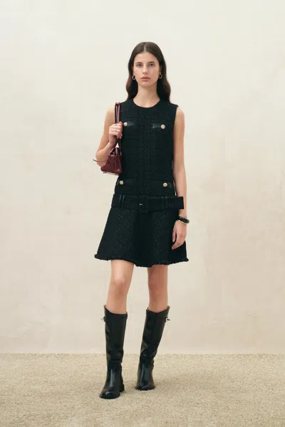 Fabrique Amelia Low Rise Tweed Dress In Black