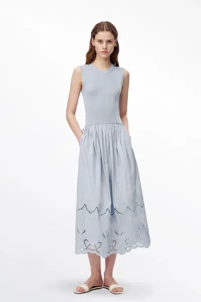 Fabrique Amy Lace-trimmed Dress In Mulberry Silk Blend In Blue