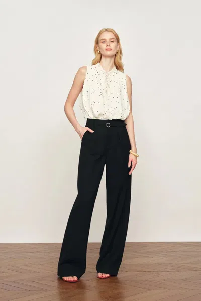 Fabrique Anaïs Polka Dot Pleated Sleeveless Blouse In Silk Georgette In Multi