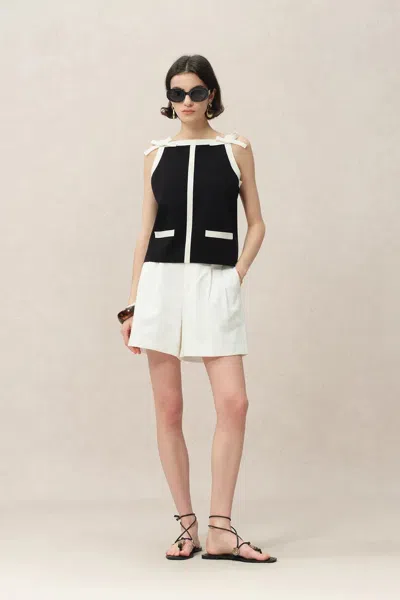 Fabrique Andy Bow Sleeveless Top In Technical Lyocell Knit In Black