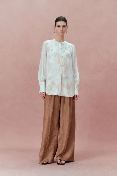 Fabrique Aniyah Hand Painted Poppies Blouse In Double-layer Silk In Multi