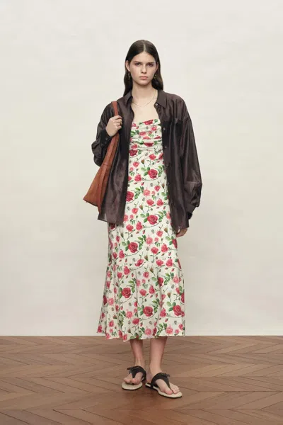 Fabrique Anja Loose Fit Shirt In Lustrous Organza Silk In Brown