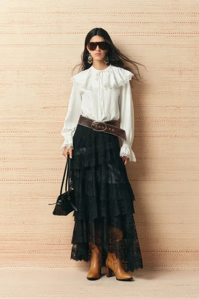 Fabrique Anthea Lace Panel Shirt With Detachable Collar In White