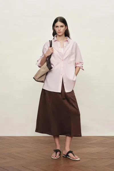 Fabrique Arilyn Double Pocket Shirt In Tencel Linen Blend In Pink