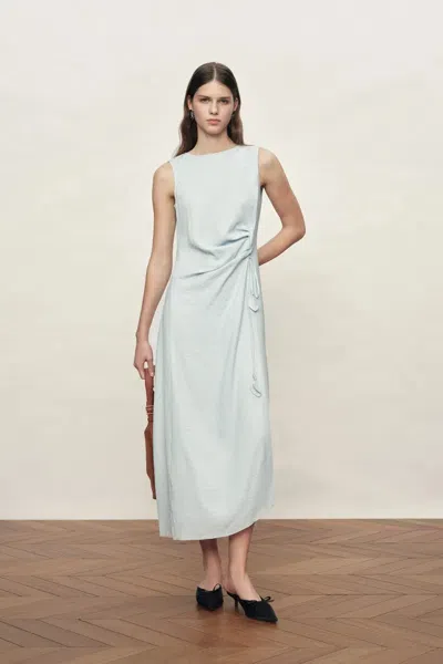 Fabrique Arilyn Petal Drawstring Dress In Fold Texture In Blue