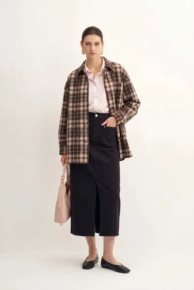 Fabrique Arlene Oversized Checkered Jacket In Merino Wool In Multi