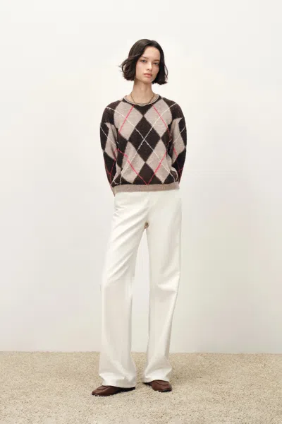 Fabrique Ash Embroidered Contrast Argyle Sweater In Multi