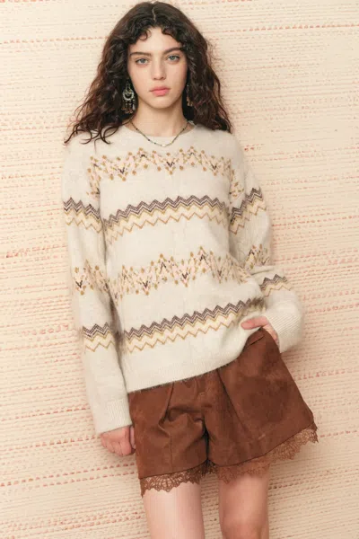 Fabrique Audrey Fair Isle Sweater In Wool Blend In Multi