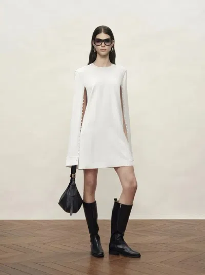 Fabrique Audrey Pearl Short Cape Dress In Triacetate Blend In White