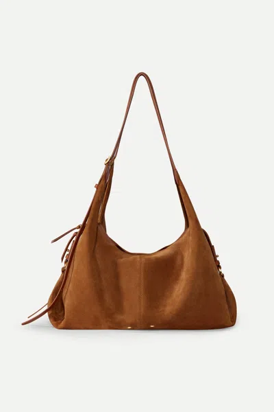 Fabrique Aura Hobo Bag In Spanish Suede In Brown