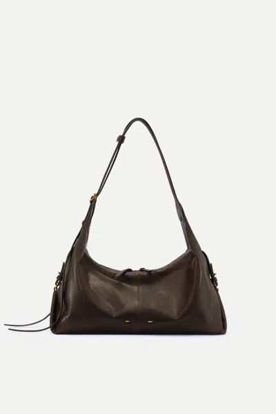 Fabrique Aura Slouchy Medium Hobo Bag In Vegetable-tanned Leather In Brown