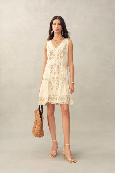 Fabrique Aurelia Floral Lace Embroidery Sleeveless Dress In Acetate Blend Fabric In Multi