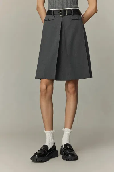 Fabrique Aurora Pleated Skort In Fine Wool Blend In Gray