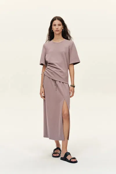 Fabrique Aurora Ruched Waist T Shirt And Skirt Set In Purple