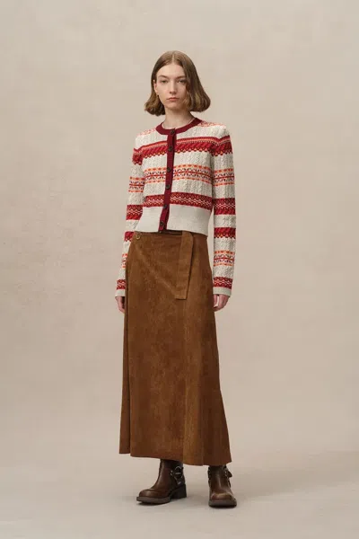 Fabrique Ava Fair Isle Cardigan In Merino Wool Knit