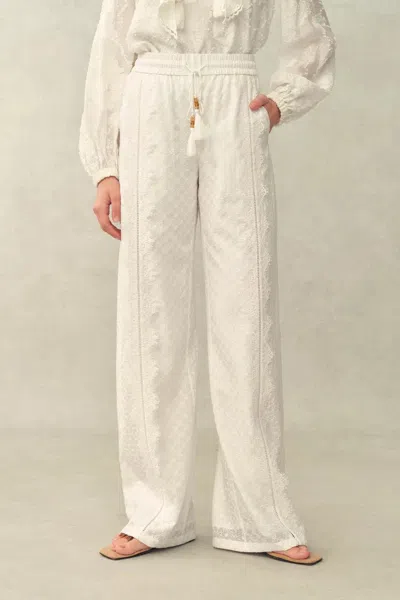 Fabrique Ava Floral Drawstring Pants In Lace In White