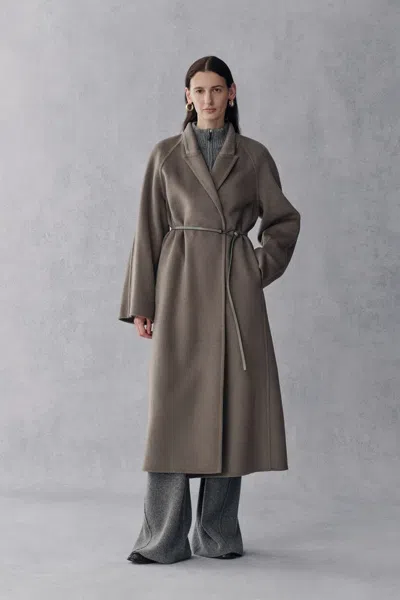 Fabrique Ava Peaked Lapel Coat In Merino Cashmere Blend