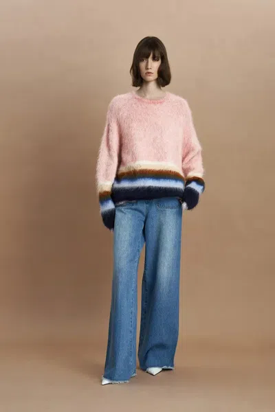 Fabrique Ava Rainbow Striped Knit Sweater In Multi