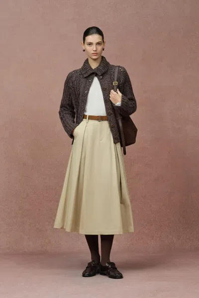 Fabrique Avery Two Looks Collar Heathered Floral Cardigan Coat In Merino Wool