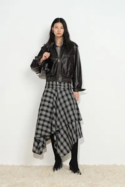 Fabrique Aviana Vintage Cropped Jacket In Washed Faux Leather In Brown