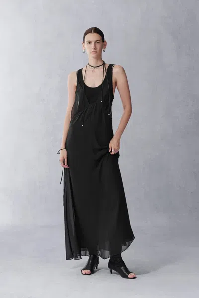 Fabrique Ballet Layered Look Sleeveless Dress In Silk Wool Knit In Black