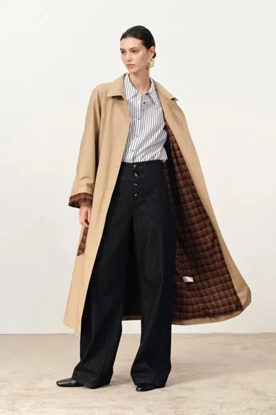 Fabrique Barga Single Breasted Long Trench Coat In Cotton