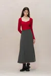 Fabrique Basic Wool Knit Fitted Sweater In Red