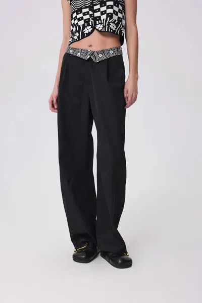 Fabrique Bay Printed Barrel Leg Pants In Cotton Blend In Black