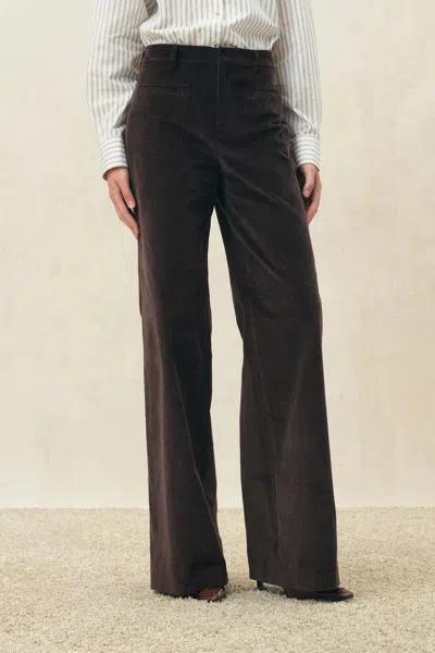 Fabrique Bblythe Deconstructed Wide Leg Pants In Washed Corduroy In Brown