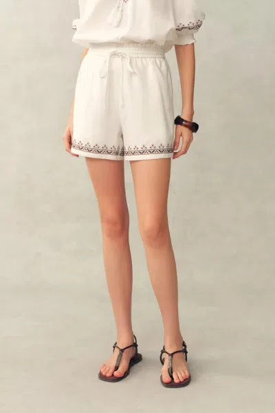Fabrique Becky Cross Stitch A Line Shorts In Linen Blend In Multi