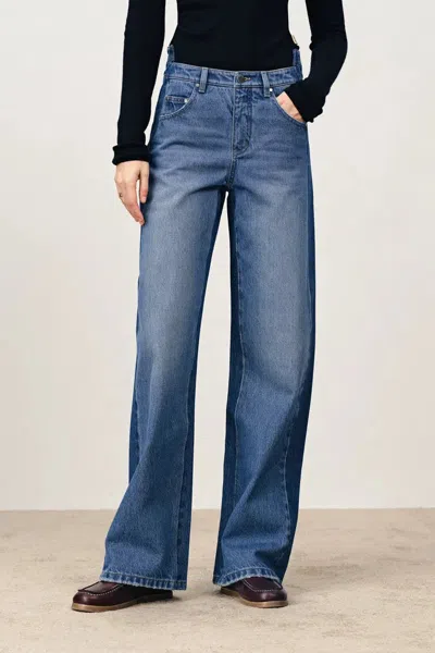 Fabrique Behun Deconstructed Colorblock Jeans In Cotton Denim In Blue