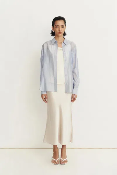 Fabrique Bella Blue Sheer Button-up Shirt In Organza