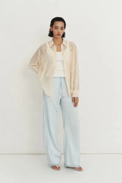 Fabrique Bella Yellow Sheer Button-up Shirt In Organza